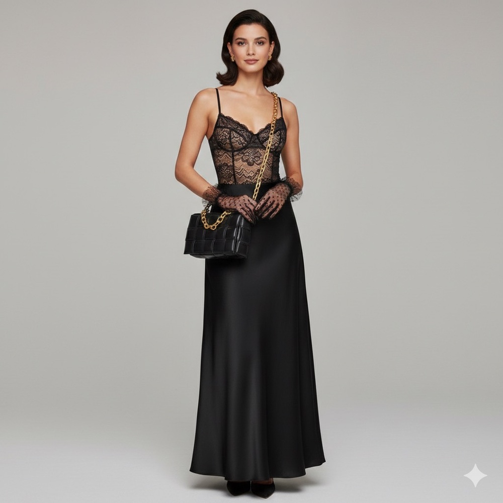 Black Satin Skirt/BRAND NEW